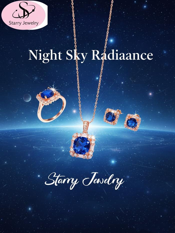 SJ01 Set perhiasan tiga buah: kalung, cincin, dan gelang berlian mini dengan setelan zircon ungu se