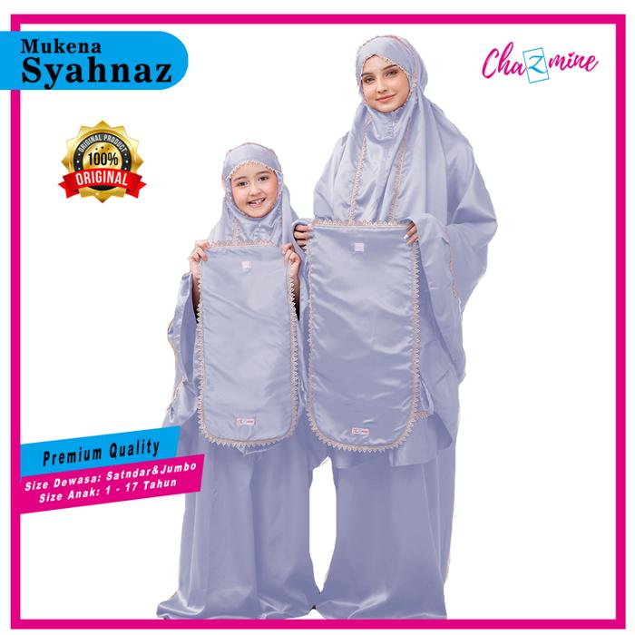 CHAZMINE - Syahnaz Mukena Couple Ibu Anak 2 Fungsi Resleting Dagu Mukenah Polos Kombinasi Rends