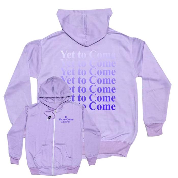 ( READY STOCK ) HOODIE resleting bts yet to come in busa VERSI TULISAN GRADASI UNGU
