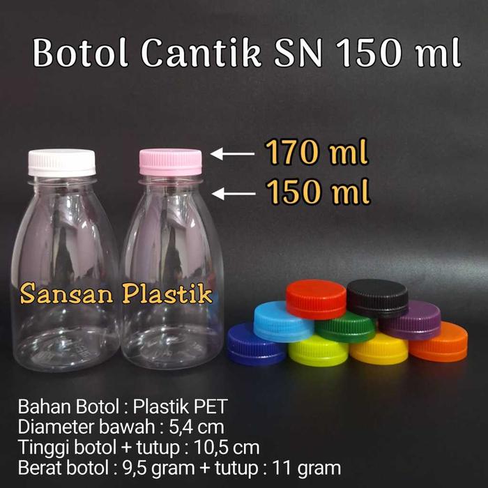 Botol Cantik 150ml SN/Botol plastik 150ml tutup pendek GOJEKGRAB