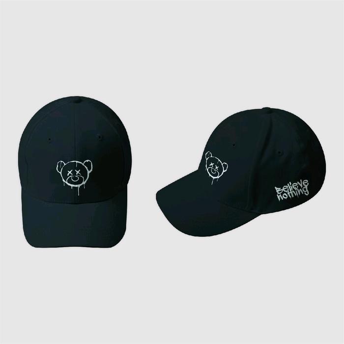 Hot Item Topi Baseball Bear Emoji Ukuran Size Dewasa Pria Dan Wanita Hitam Putih Cream