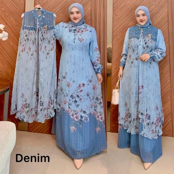 Avasya Dress ,Gamis rompi lepas pasang,Payet mutiara mewah plisket, Gamis avasya , Gamis pesta mewah