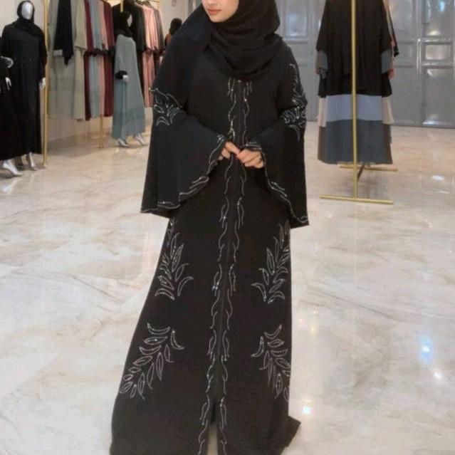 Abaya Hanani By FarzaCollection Muslim Gamis Wanita Syari Hitam