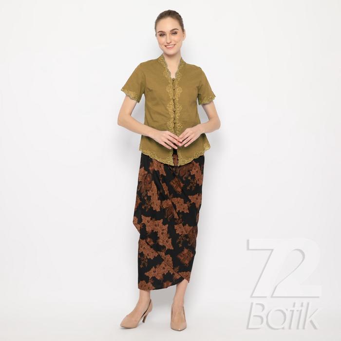ROK BATIK SPAN Skirt Lilit Kebaya Modern Wanita Motif Rumah Adat Warna Hitam 721742 Cap 72