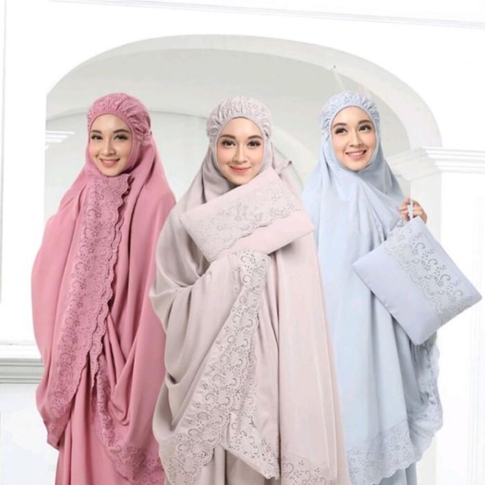 Mukena Desa Siti Khadijah Bordir Size Jumbo Gratis Tas Katun Mikro - Dusty purple