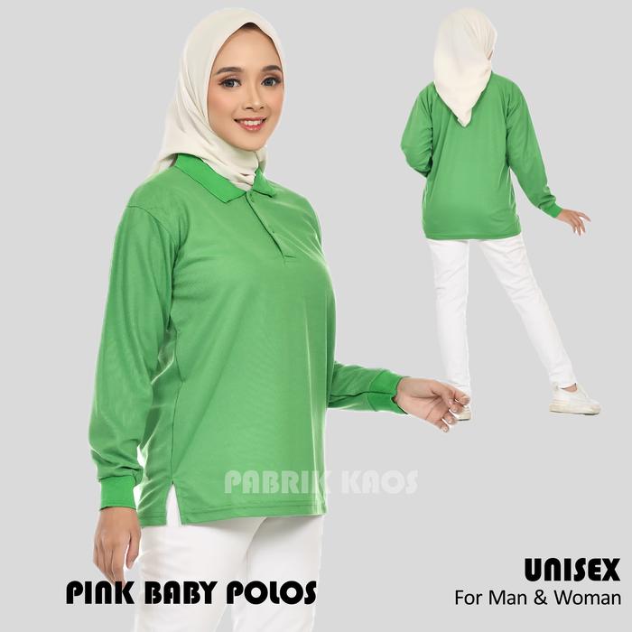 Kaos Polo Seragam Panjang Hijau Fuji / Kaos Kerah / Poloshirt / Polo Shirt Panjang Bordir Sablon Log