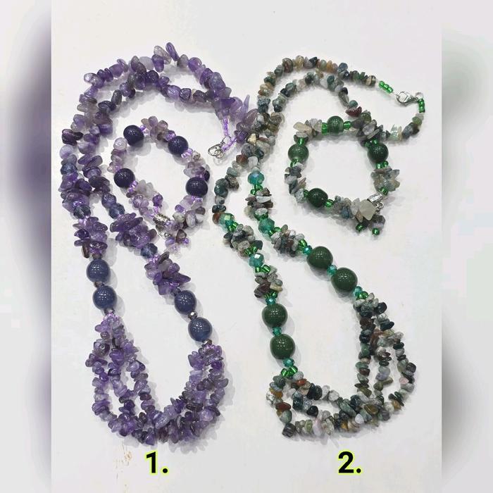 Satu set kalung kalimantan dan gelang batu kerikil 2