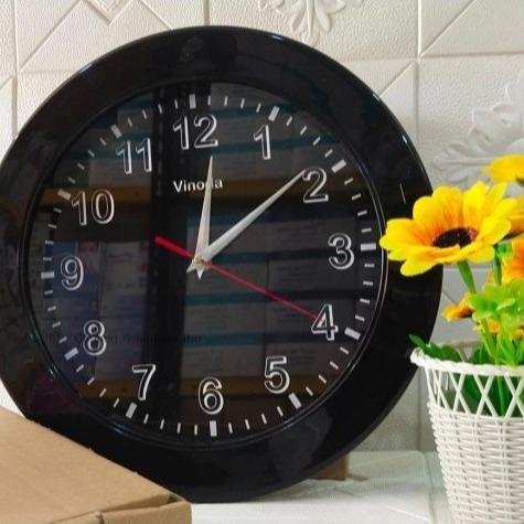 JAM DINDING VINODA BULAT POLOS MOTIF KARAKTER DEKORASI RUMAH Plastik Alarm