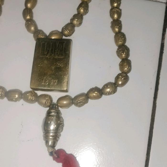 Tasbih Kuningan sari kuno Besar diameter 12ml Berat 300gram dengan Lapazd Asmaul Husna 50butir Tasbi