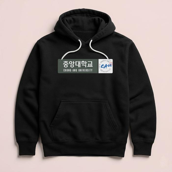 Hoodie CAU Chung Ang University Korea Premium Unisex Distro Fleece Cloth Sweater Jacket Black