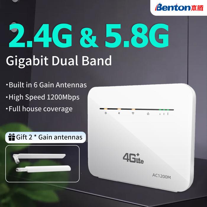 Benton 2.4G&5.8 Ghz Dual Band Wireless Router Lte Cat6 WiFi Roteador