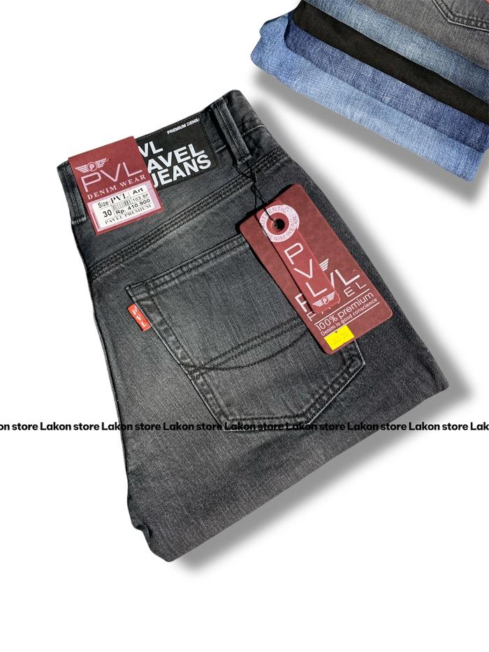 PVL Celana Pria Dewasa Reguler PVL Jeans Denim Corvus Original Quality Size 28-38 Kancing Anti Karat