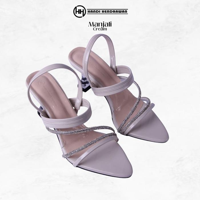 HANDI HENDRAWAN Sandal High Heels Kaca Wanita Manjali Strap Permata Tali Belakang Pesta Formal