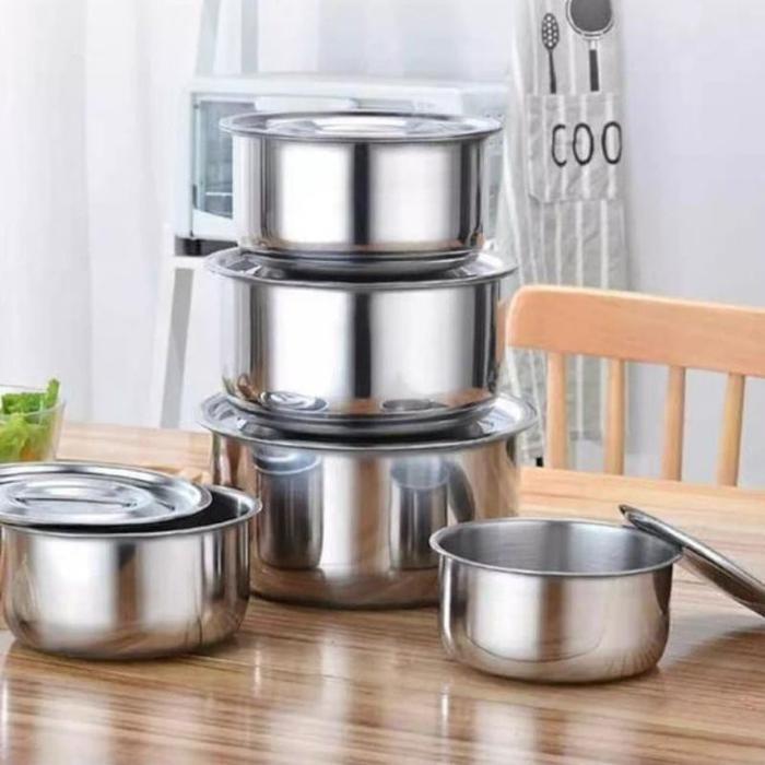 Panci Stainlees Beranak 5In1+Tutup My Home Stainlees Steel Beranak 5 Susun My Home Alat Masak Pancii