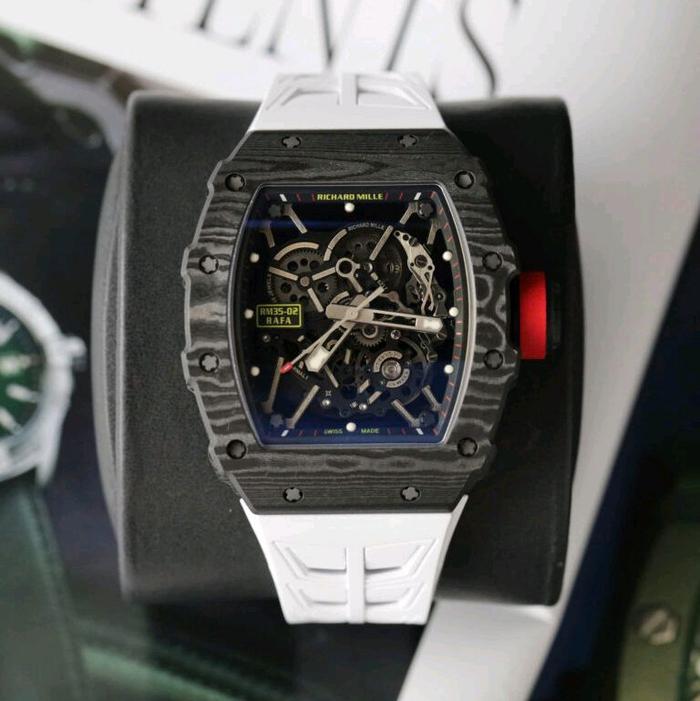 JamRichard Mille RM35-02 Rafael Nadal Carbon Rubber Strap Black 44mm
