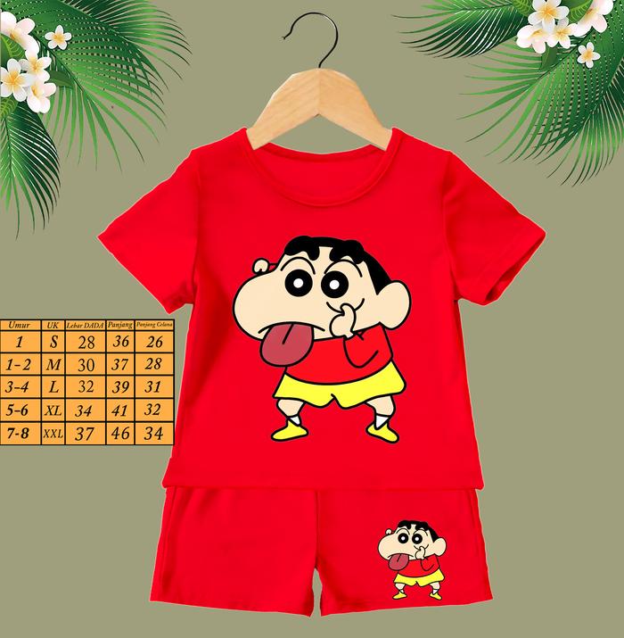 Setelan Kaos Anak SHINCHAN | Setelan Anak Laki | Bahan Rayon Sangat Lembut | Setelen Murah SHINCHAN