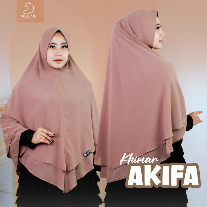 OLIEVE HIJABS ll KHIMAR AKIFA Bahan Ceruti Syari Jumbo Kerudung Polos Premium Kerudung Panjang Forma