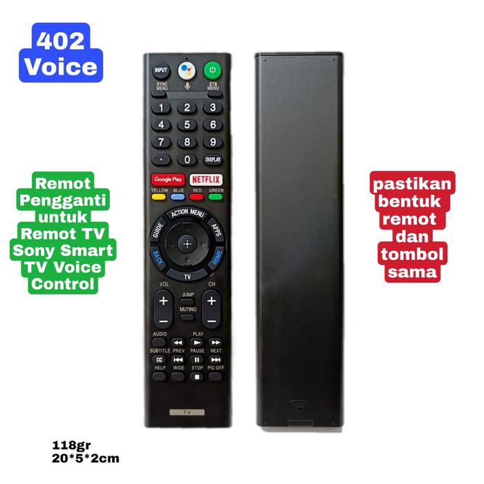 Remote Pengganti untuk Remote TV Sony Smart TV Android 402 Voice