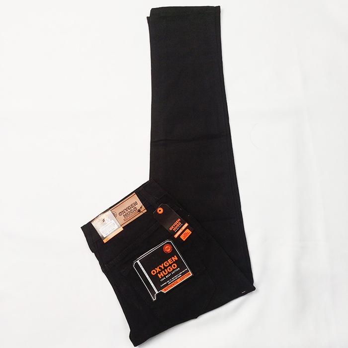 Celana Stretch Jeans Smart Casual Oxygen Hugo Slim Fit Warna Retro Black Baby Canvas Pria - Skinny -