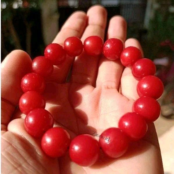 gelang tasbih jumbo pocok lontar merah biji gebang/gelang kokka jawa asli