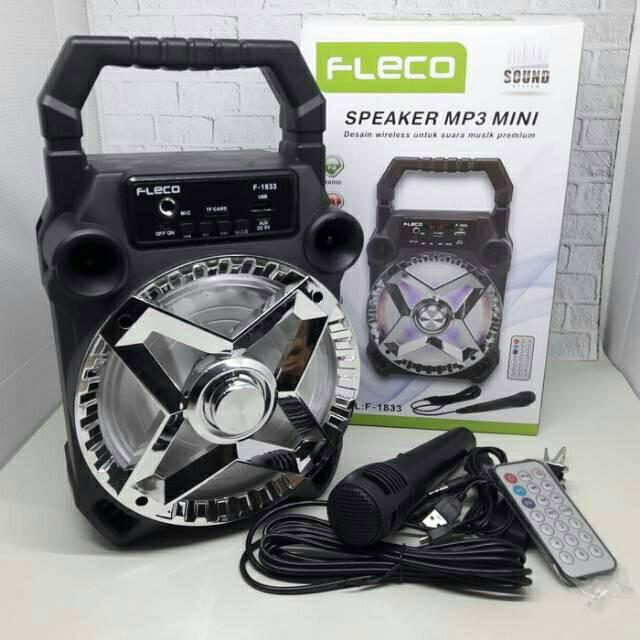 Fleco Speaker Karaoke Bluetooth MP3 USB + Microphone F-1833 Super Bass