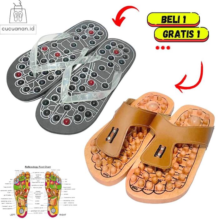 Sandal Refleksi Kesehatan Jepit EVA untuk Pria Wanita dengan Tonjolan Plastik dan Alas Bawah Karet s