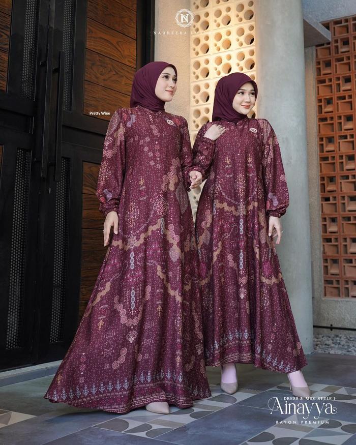 AINAYYA 1 DRESS RAYON PREMIUM BY NADHEERA LUXURY gamis murah