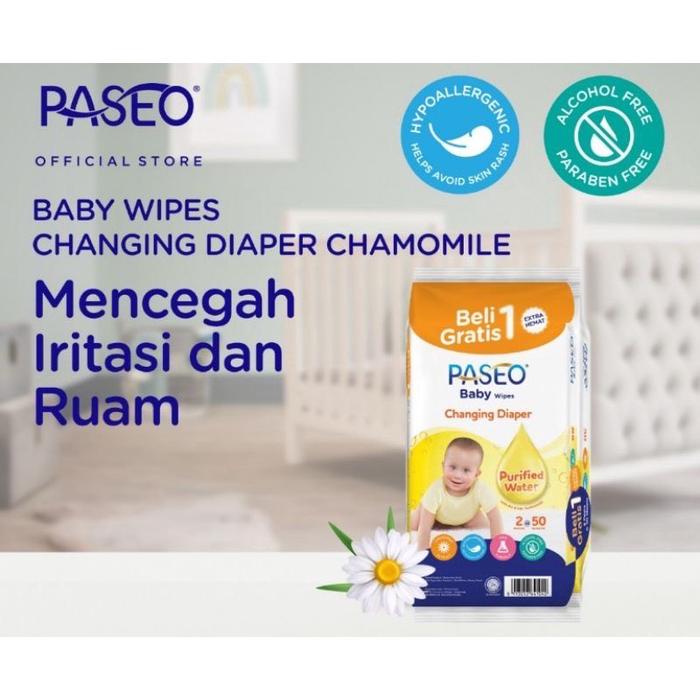 Paseo Baby Wipes Tissue Basah 50 Sheet [ 1 PACK]
