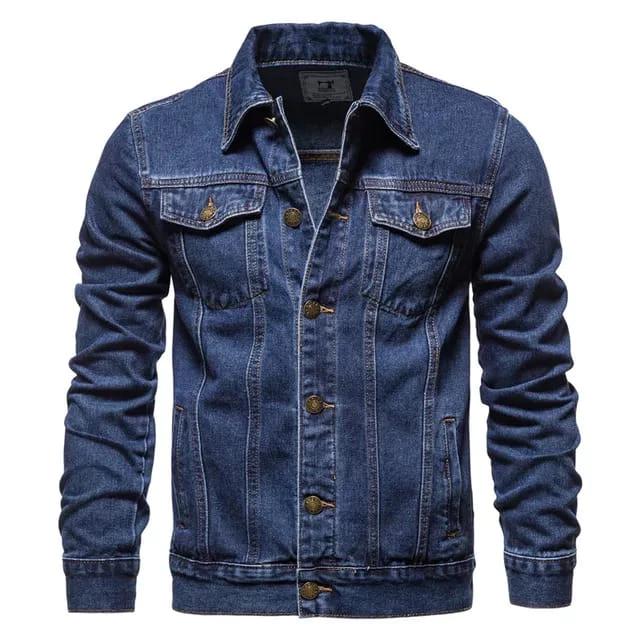 Jacket Denim Jeans Pria Wanita Biru Tua Super Jumbo
