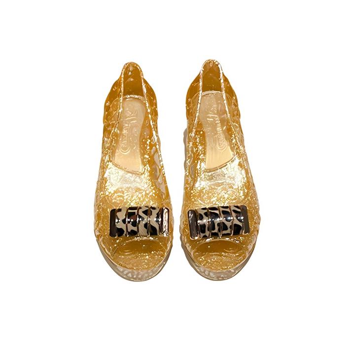 VEBLEN OFFICIAL STORE Sandal Wedges Heels Hak Pendek Selop Wanita Cewek Perempuan Karet Jelly Transp