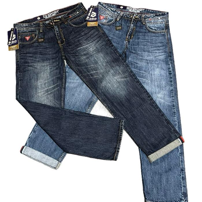 ZEG SPORT Celana Panjang Jeans Ringkel Standar Reguler Fit Celana Panjang Pria Formal Denim