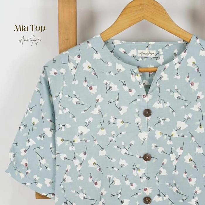 Mia Women Top 1900923/Blus/Atasan Batik Katun Jepang Bunga Pastel