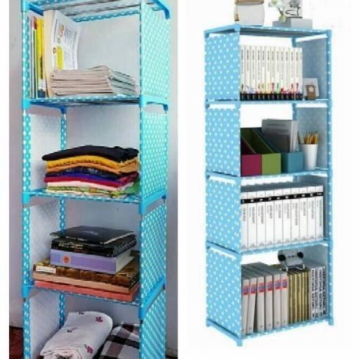 RAK BUKU PORTABLE 5 TINGKAT 4 SUSUN / RAK BUKU LEMARI SERBAGUNA 5 SUSUN