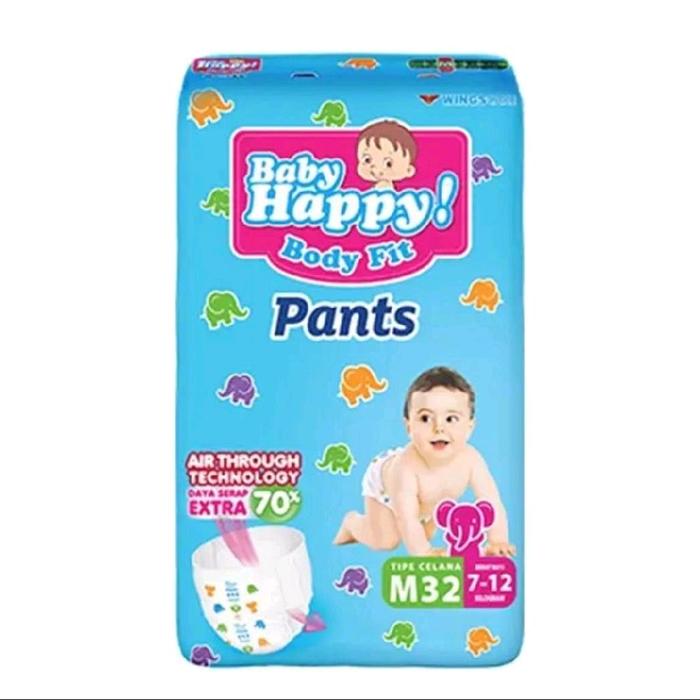 Baby Happy! Body Fit Pants M32 Popok Lembut Anti Bocor dengan Teknologi Air Through untuk Bayi 7-12 