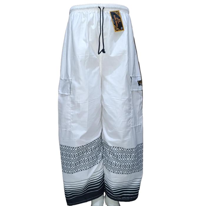 Celana Sirwal Panjang Dewasa Motif Batik Saku Cargo Bahan Halus Adem Denim Hitam Pria Katun Lembut N