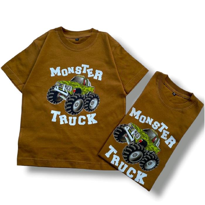S_STORE kaos katun anak truck monster merah, truck monster army