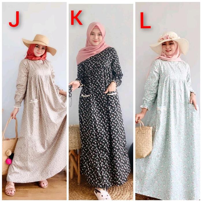 Home Dress By Roris | Kode J & J1 | Gamis Katun Jepang Motif Bunga