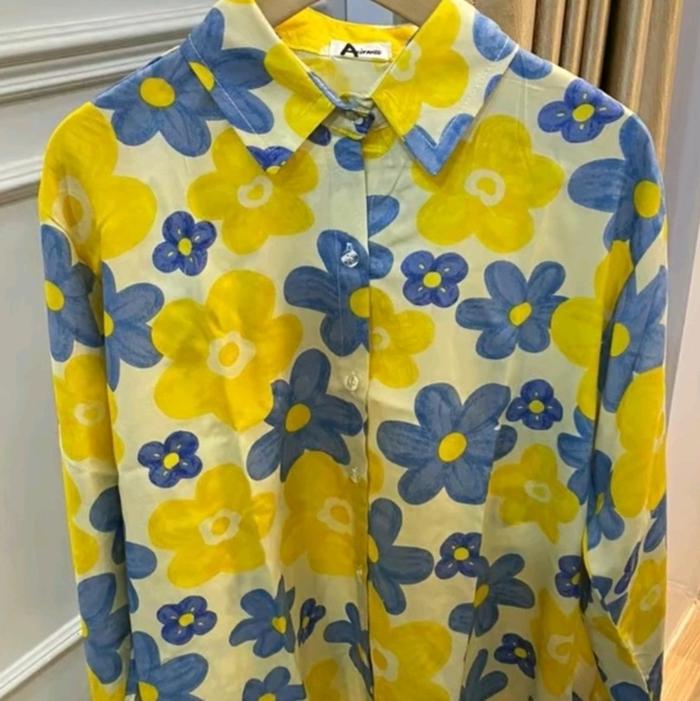 kemeja wanita rayon motif bunga-bunga