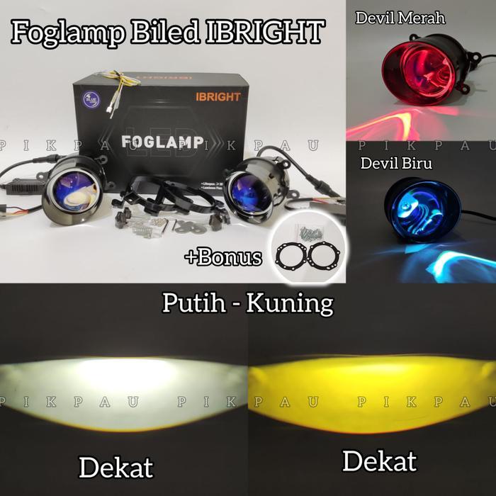 IBRIGHT SEPASANG Lampu Biled Foglamp 3 Inc NEW Original C990 Blue Lens Foglamp Toyota Dan Honda Bonu