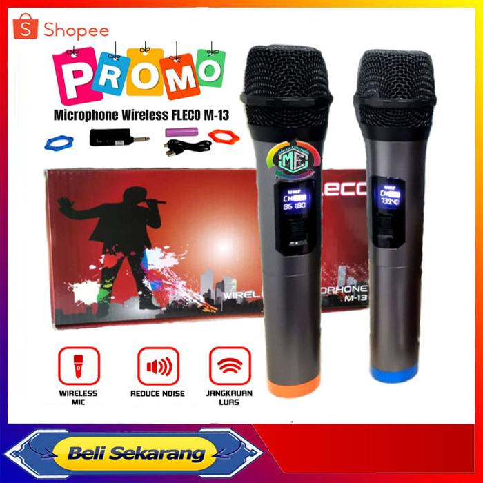 TERBARU!!! Microphone Profesional Wireless Mic Double FLECO M-13 - Microphone Double Wireless FLECO