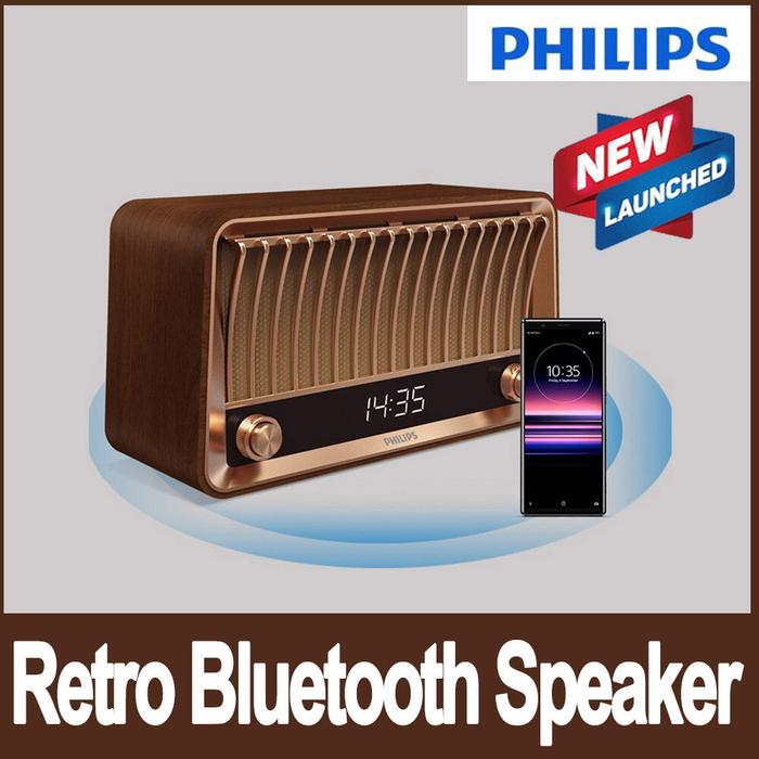 Philips TAVS700 Speaker Bluetooth, Pengeras Suara Kayu Nostalgia