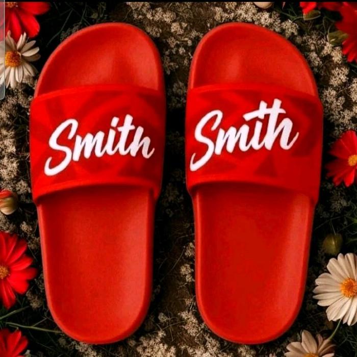 sandal slop smit merah dengan desain elegan dan nyaman untuk penggunaan jangka panjang