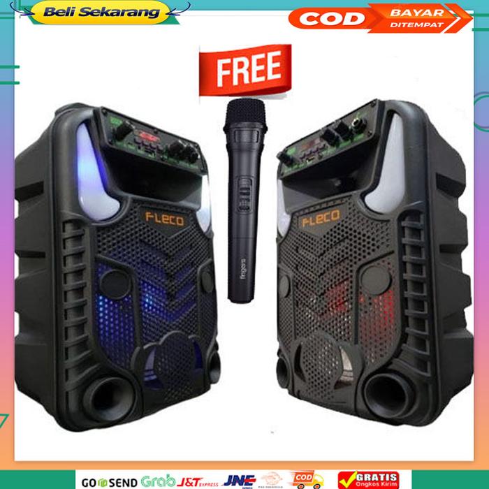 Speaker Bluetooth Karaoke Fleco F-8606UL / F-8089LED Terbaru 8.5 Inch/Free Mic PROMO PALING MURAH BE