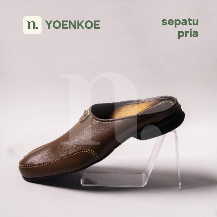 Sepatu Kulit Pria Formal Warna Cokelat Hitam Synthetic Leather Sapatu Slop Selop Elegan Vintage Spat