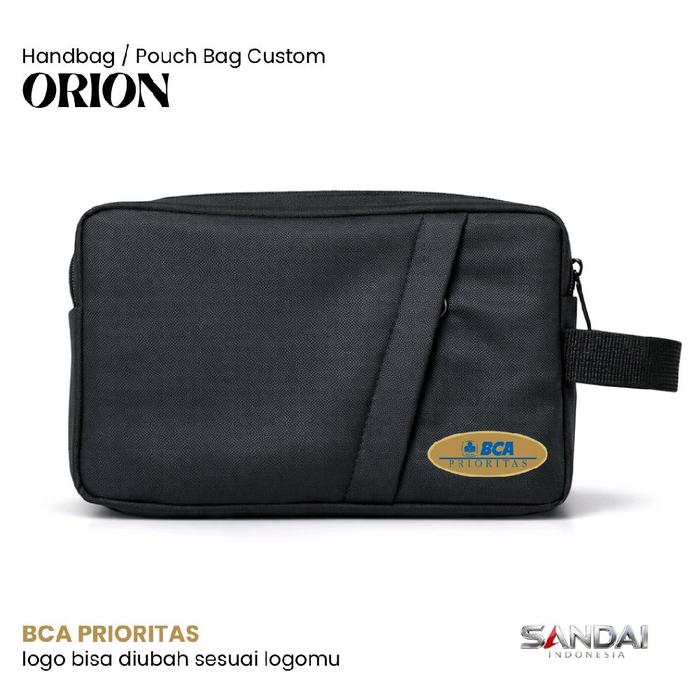 Pouch Logo BCA Prioritas HandBag Costum Tas Promosi Nama Perusahaan Instansi Tas Dompet Pria | SANDA