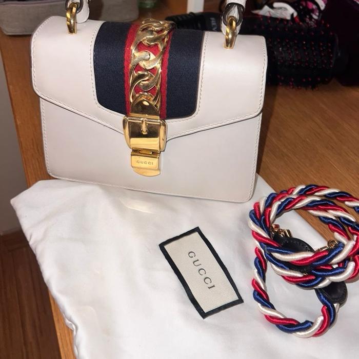 Gucci mini sylvie white calf leather