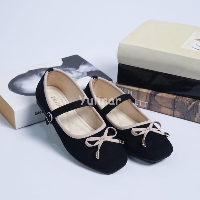 DALILLAN  OFFICIAL -sepatu balet flatshoes wanita korea vita platfrom full busa sol karet/ balet wan
