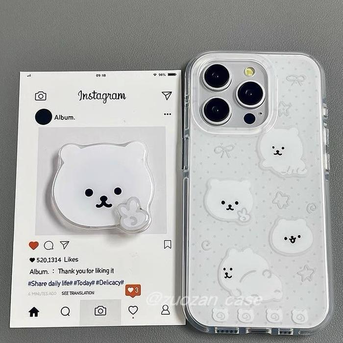 case+Penopang case Beruang lucu Case hp iPhone SE3 XS X 6s 6 SE2 Plus 8 13 15 XS 12 PlusProMax XR 11