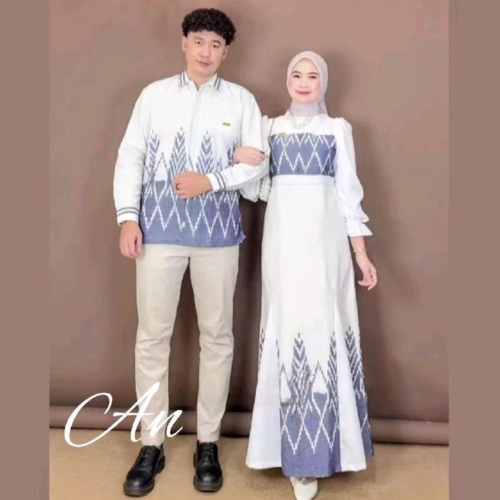 ANANTA ~ SET COUPLE tenun , gamis tenun Muslim Wanita Kondangan Batik
