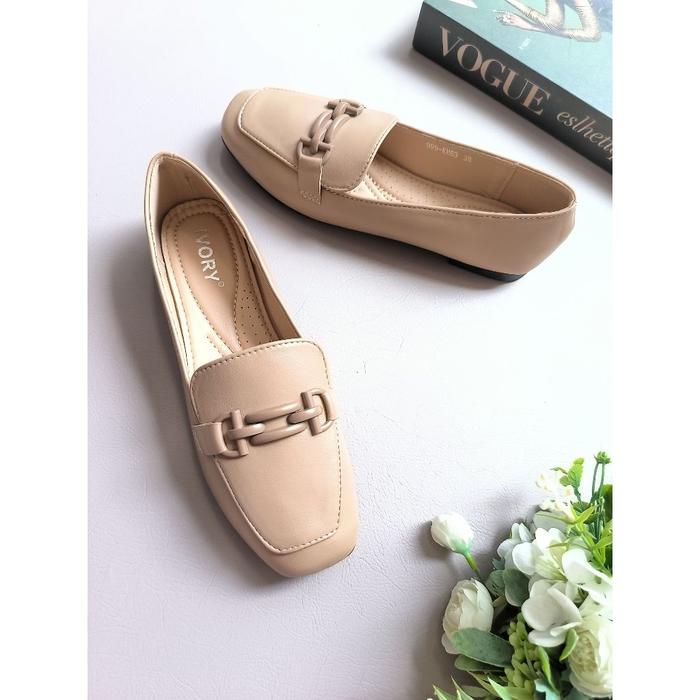 IVORY Sepatu Wanita Flat Loafer Import 999-EM63